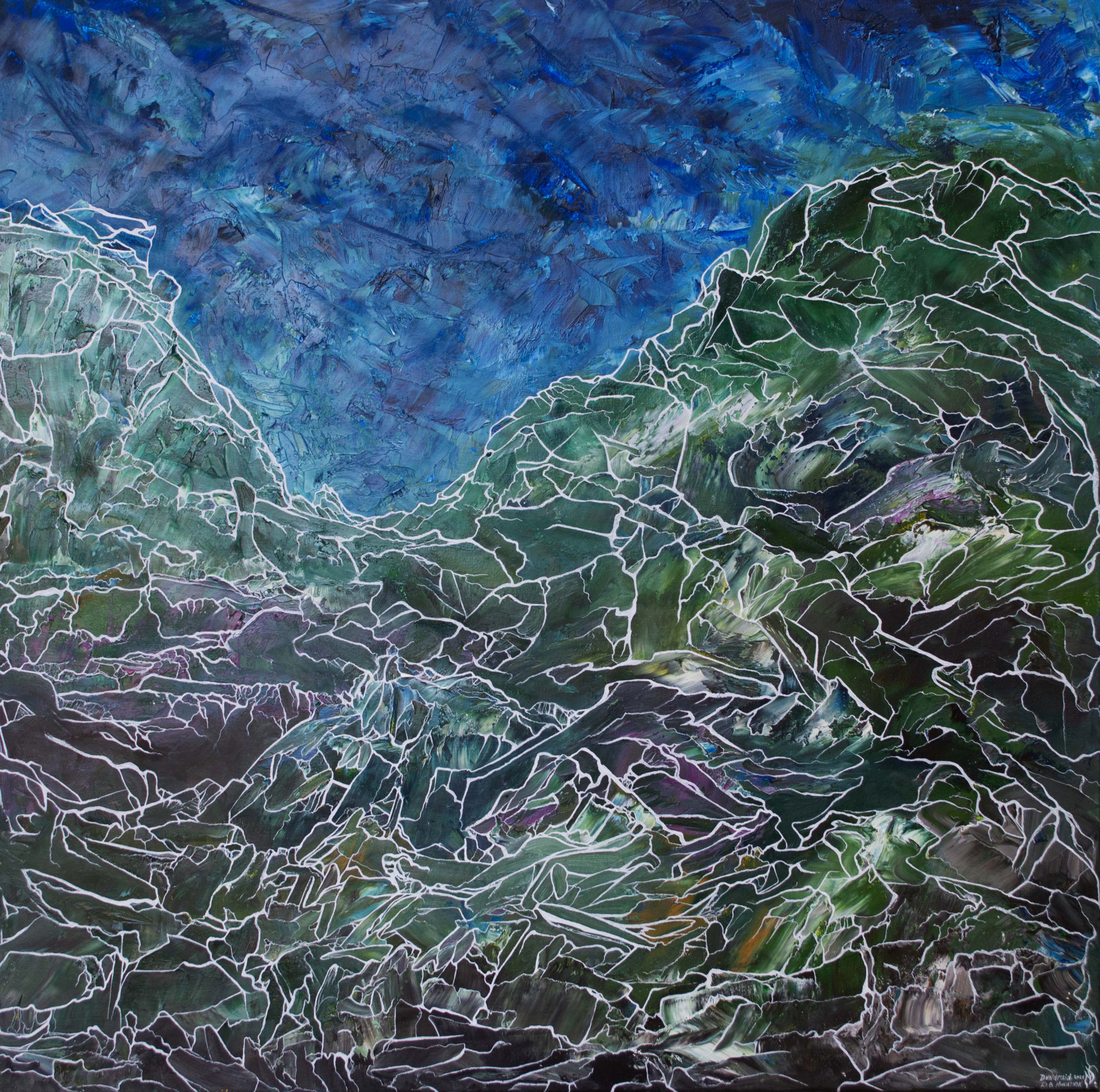 сDaria Nikitiuk(DVNDRUID).Tender of the night, or no. 2021.70X70cm, canvas,oil,pen